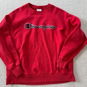 Vintage Champion Reverse Weave Red Crewneck Sweatshirt Size XL